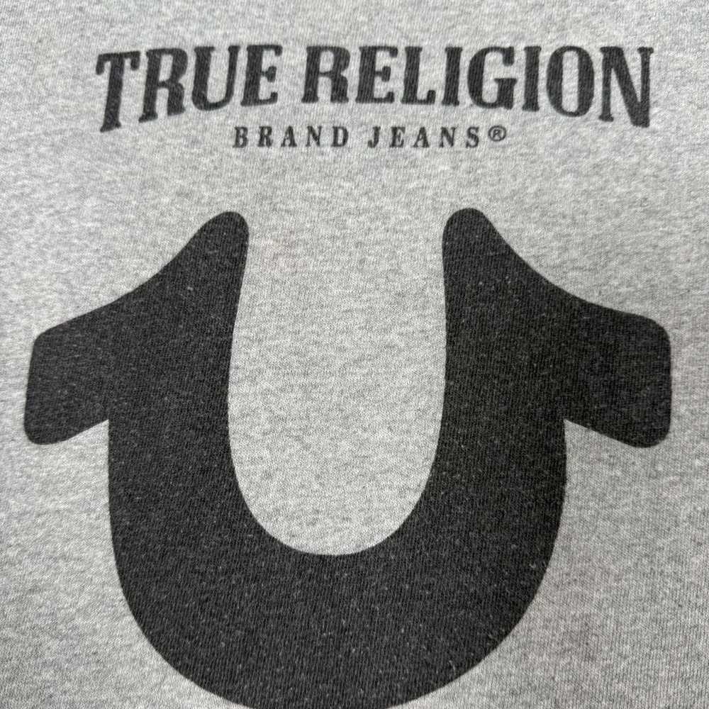 True Religion Mens Loungewear Tank Top Gray Horseshoe Logo Muscle Tee Medium
